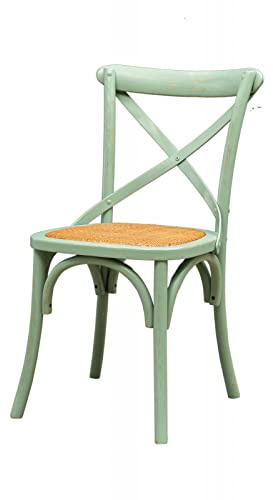 Biscottini Sedie sala da pranzo legno massello 86x42x46 cm - Sedia cucina e soggiorno in rattan - Sedie in legno da esterno e interno - Sedie verdi Cross