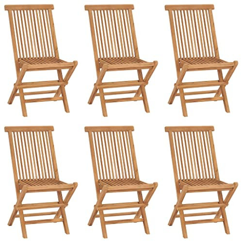 vidaXL 6X Teak Massiv Gartenstuhl Klappbar ohne Armlehnen Klappstuhl Holzstuhl Stuhl Stühle Essstuhl Gartenmöbel Terrassenstuhl Balkonstuhl