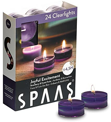 24 SPAAS© Duftkerzen in Geschenkverpackung 4,5 h Brenndauer Clearlights Duft Teelicht Duftlicht Kerzen (Joyfull Excitement (Erdbeere/Waldfrüchte))