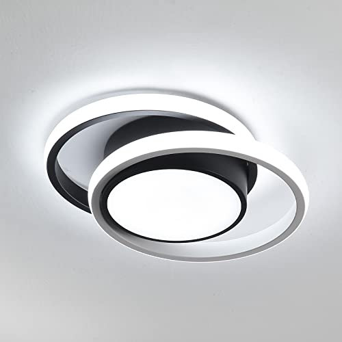 Dorlink LED Ceiling Lights, Round Flush Mount Ceiling Light, 32W Black and White Ceiling Light Fitting for Bedroom Kitchen Hallway Dining Room Cool White 6500K