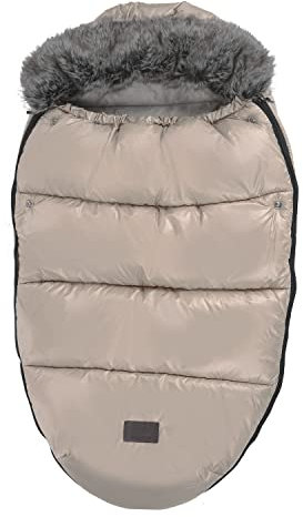 my junior® Lunar Fußsack | kuscheliger Fleece-Innenstoff | inkl. Gurtschlitze für Kinderwagen und Buggy mit 5-Punkt-Gurtsystem - Chai Latte