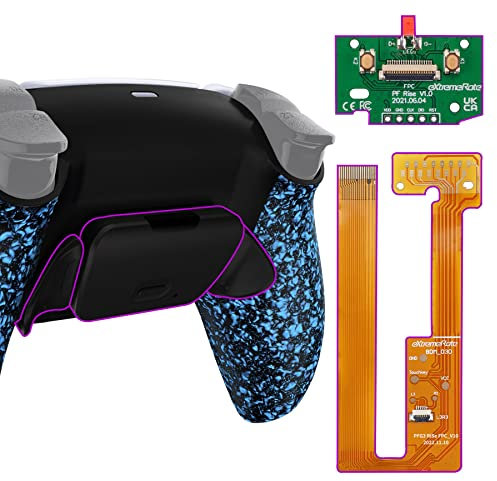 eXtremeRate Programmierbar Rise Remap Kit für ps5 Controller BDM-030/040/050 Model, Upgrade Remap Platine & Rückseite Gehäuse/Case & Rise Rücktasten Paddles für ps5(Texturiert Blau)