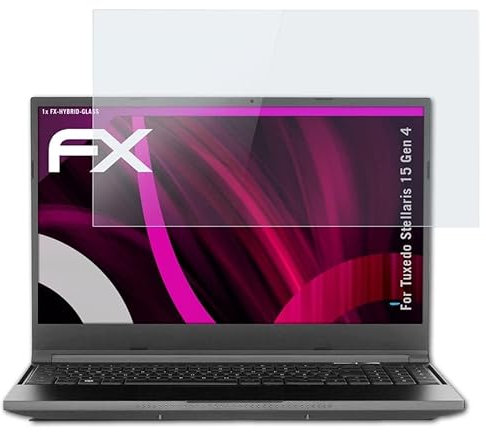 atFoliX Glasfolie kompatibel mit Tuxedo Stellaris 15 Gen 4 Panzerfolie, 9H Hybrid-Glass FX Schutzpanzer Folie