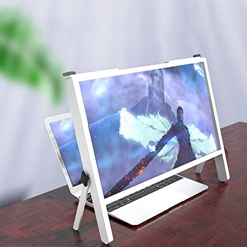 AKAZI Bildschirmlupe, Laptop-Bildschirmlupe, Bildschirmerweiterungshalterung 21 Zoll, Desktop-Erhöhungs-Laptop-Bildschirmlupe für Filme, Videos, Spiele, Weiß
