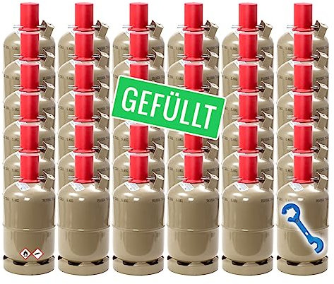 Bluecraft 36x 5 kg Camping Propan Gas-Flasche gefüllt - inkl. Gasreglerlöser + 17er Schlüssel