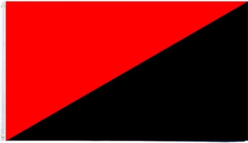 Bandiera 1,9 x 1,5 m (senza penna) 9,5 x 1,5 m, rosso e nero, bandiera anarchica per dormitorio, uomo, grotta, protesta