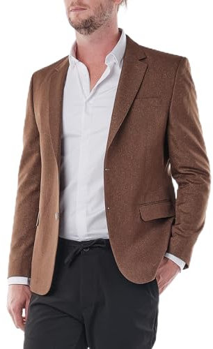 HopenLife NOBARA Veste de Costume uni pour Homme Marron 50