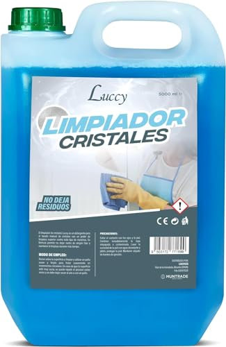LUCCY Limpia Cristales 5 Litros | Limpiacristales Abrillantador Concentrado Secado Rápido Limpieza Sin Residuos
