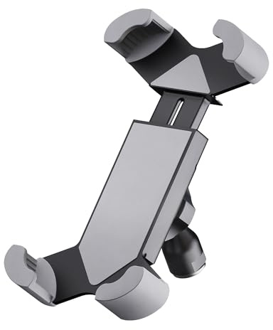 K&M 19753 Smartphone-Halter Schwarz, Stahl - 360° Drehung, flexible Klemmbacken - für 55-85 mm - mit Quick Release