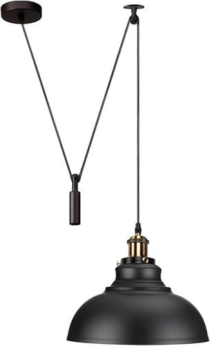DC VOLTAGE Spider Lamp Pendant Light Height Adjustable Metal Cone Lamp Shade Retro Industrial Ceiling E27 Holder Fitting Black
