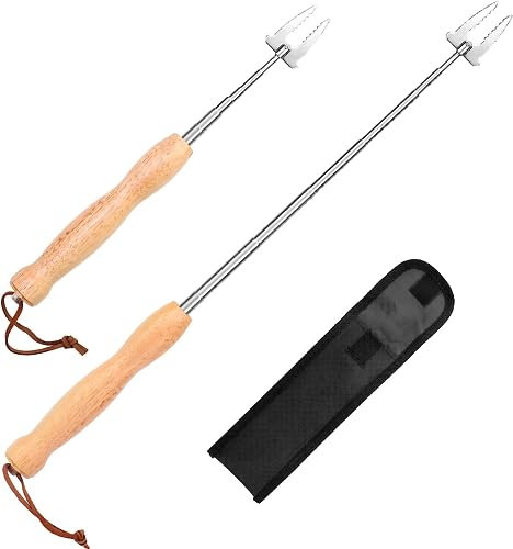 Marshmallow Toasting Forks 2 PCS, Telescoping Marshmallow Roasting Sticks 20cm-81cm, Fire Pit Marshmallow Sticks, BBQ Smores Skewers, Campfire Roasting Sticks & Hot Dog Forks for Camping,Garden Party