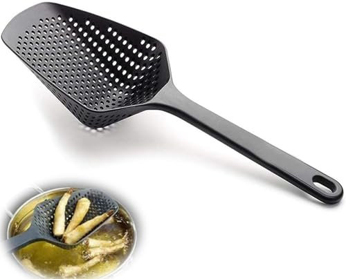 1 Pièce Passoire À Cuillère, Cuillère À Égoutter Les Aliments, Passoire À Légumes, Cuillère À Fente À Long Manche, Ustensile de Cuisine, Ustensiles de Cuisine (Noir)