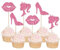 Xsstarmi 24 Pack Girl Birthday Cupcake Toppers Pink Glitter Princess Doll Head Lip High Heel Cupcake Picks Princess Girl Cake Decorations for Bridal Shower Birthday Party Decorations
