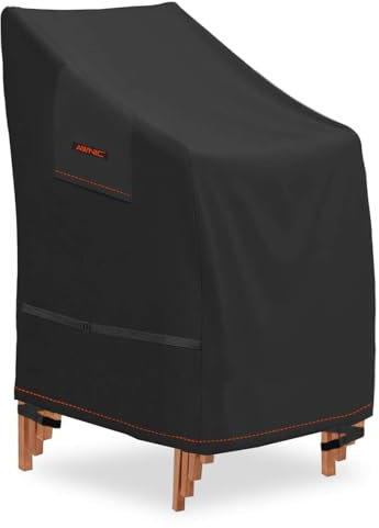 AWNIC Garden Chair Covers Waterproof, 600D Heavy Duty Oxford Fabric Garden Patio Outdoor Stacking Chair Covers with Air Vent for Chairs Waterproof Tear Resistant Windproof Anti-UV, 65x75x120/85cm