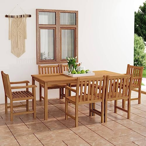 glasplatte Tisch,küchentisch klein,Tisch mit 4 stühlen Set,7-TLG. Garten-Essgruppe Massivholz Teakdining Table Set 4 Chairs,bistrosets,Patio Tisch und stühle Set,