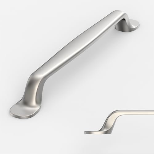 Amerdeco 10 Pack Brushed Satin Nickel Retro Cabinet Pulls 6.3 Inch(160mm) Hole Centers Kitchen Cabinet Handles Solid Zinc Alloy Cabinet Hardware Drawer Pulls AM009