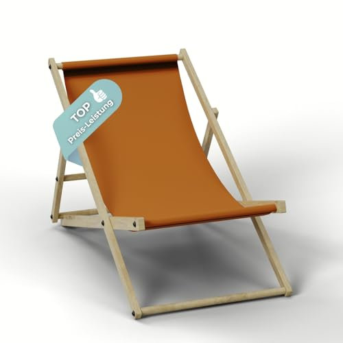 HAGO Liegestuhl Orange Liege Stuhl Strand Strandliege Sonnenliege Gartenliege Klappstuhl Lounge Chill 1 Stück