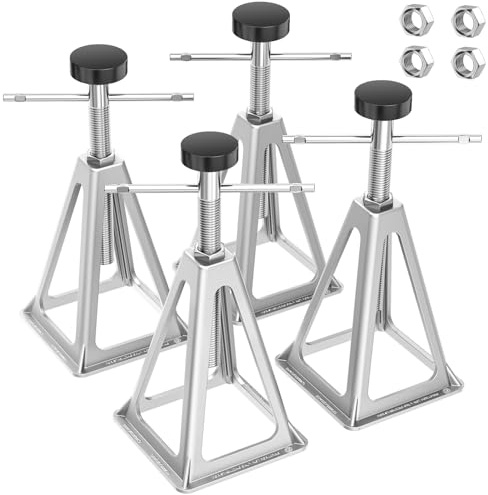 PAULINN RV Stabilizer Jacks 4 Pack, Heavy Duty Aluminum Jack Stands for Travel Trailer Camper, Single Screw Jack Support up to 6000 Lbs, Adjustable from 11 inch to 17 inch