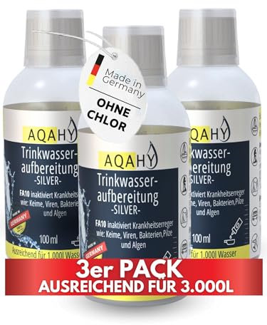 AQAHY Trinkwasseraufbereitung Silber - 3er Set für 2000L | Effektive Konservierung| Silberionen für sicheres Wasser | Wohnwagen, Camping, Outdoor