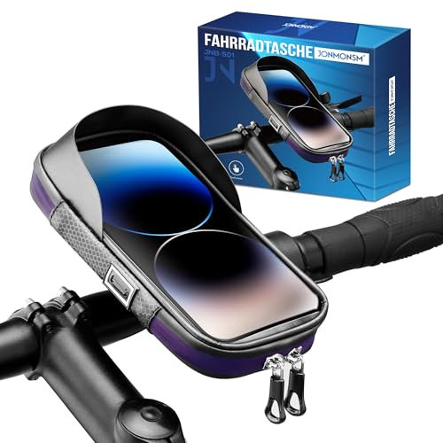 JONMONSM Fahrrad Rahmentasche Lenkertasche Wasserdicht Handytasche für Smartphone bis zu 7 Zoll mit TPU Sensitivem Touchscreen für Montainbikes, Rennrad, Ebikes