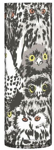 Vase cylindrique chinois en plastique graffiti hibou à encre noire et blanche 30 x 10 cm pour centre de table de mariage, petits vases décoratifs pour fleurs, cuisine, table, bibliothèque, décoration