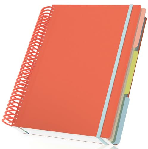 Yarotm Notizbuch A4 Liniert - Spiralblock Notebook 23.5x29.8cm - 90GSM Papier Liniert Tagebuch - Notizheft A4 Spiralbindung 120 Blatt/240 Seiten - Orange Notizblock A4 Reisetagebuch