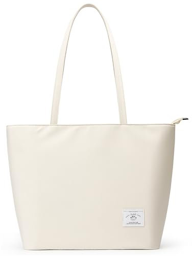 KALIDI Wasserdichte Tote Bag mit Reißverschluss – Leichte Shopper Schulter Tasche für Arbeit Uni,Beige