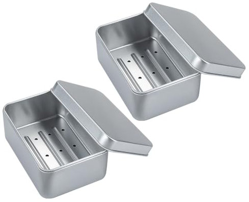 FSSTUD Lot de 2 petites boîtes à savon vides réutilisables en aluminium avec couvercle pour boucles d'oreilles et bonbons