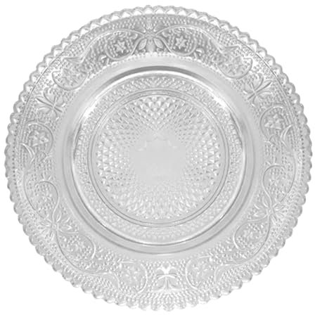 VALINK Vajilla de cristal transparente, platos de postre vintage de vidrio transparente en relieve, platos laterales para postres, frutas, ensaladas y aperitivos (14,5 cm)