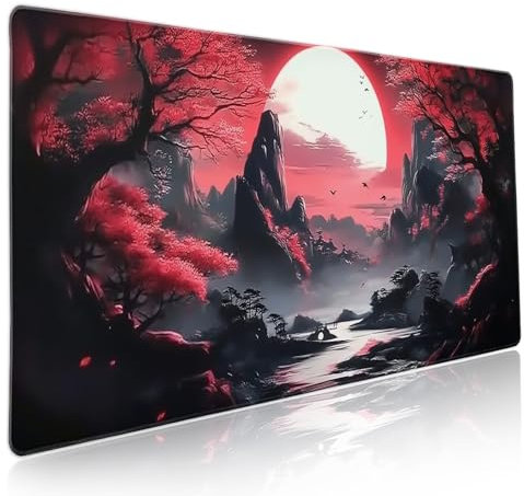 Grand tapis de souris de jeu japonais taille XXL avec base en caoutchouc antidérapant et bords cousus pour PC, ordinateur portable, 90 x 40 cm