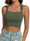 Cuptacc Bluse Damen Sommer 2024 Sexy Basic Bauchfreies Oberteile Eckigem Ausschnitt Elengant Sport Top Armeegrün XS 30-32
