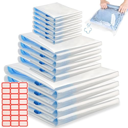 Sebudion 14 Stück vakuumbeutel für kleidung,Vakuumierbeutel zum Rollen,vacuum bags for clothing,Vakuum Kleiderbeutel für Reise und Lagerung(3Größen,35x50/40x50/40x60cm)