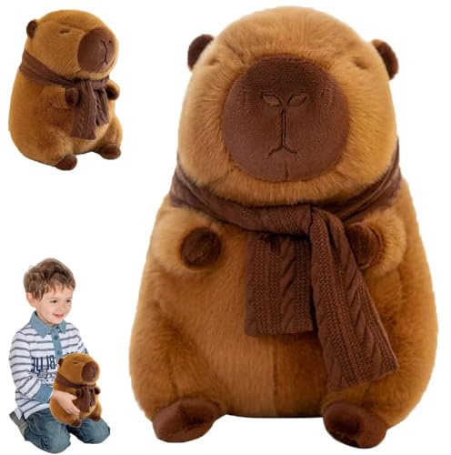 GYHWOFUL CAPYBARA - Peluche de peluche de 30,5 cm con bufanda extraíble, bonito juguete de peluche, regalo para niños, amigos, cumpleaños, Navidad