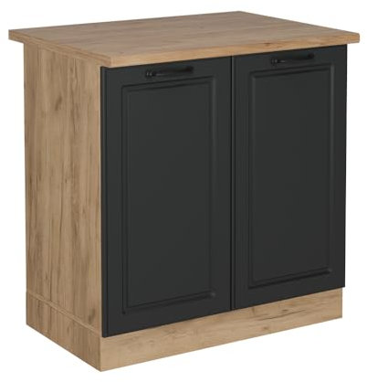 Vicco Spülenunterschrank R-Line, Küchenunterschrank für die Spüle, Anthrazit Landhaus, 80 cm, AP Eiche