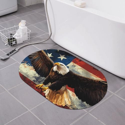 ASDJHFABKY Kieselgur mit amerikanischer Flagge, Badematte, Badvorleger, USA-Badvorleger, Duschmatte, leicht zu reinigen, 40 x 60 cm