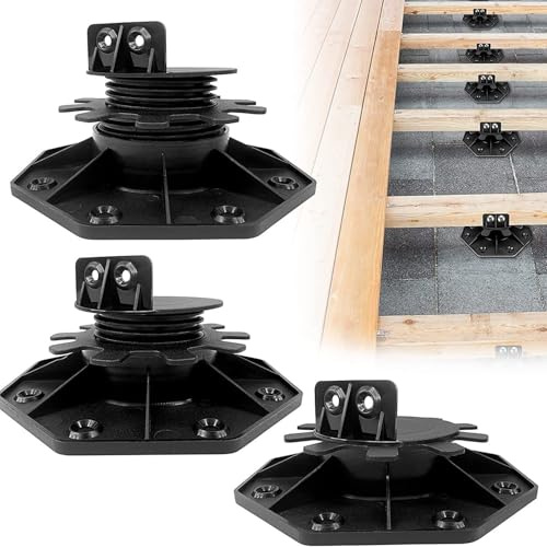 BRAVECOW ​​Adjustable Decking Pedestal 30-60mm, 10-Pack Plastic Height Support for Roof/Garden Flooring DIY Projects Weatherproof & Heavy Duty​​