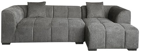 Riess Ambiente Modernes Ecksofa City - 245cm - Strukturstoff - grau - 3-Sitzer Couch inkl. Kissen Eckcouch Sofa Wohnlandschaft