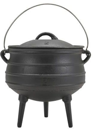Warmiehomy 3 Legs Cast Iron Pot,6L Cast Iron Cauldron African Potjie Pot,Dutch Oven Cooking on Feet Or Hanging for Camping Stewing