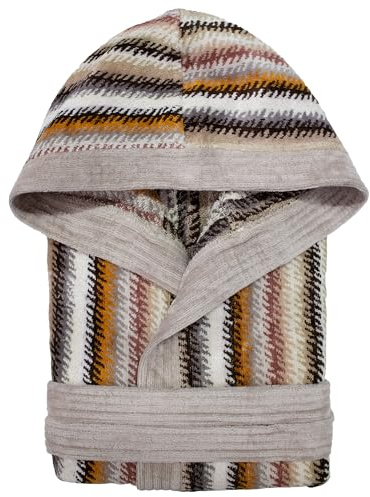 Nada Home Accappatoio uomo donna in spugna velour cinigliato con cappuccio Jacquard 7126