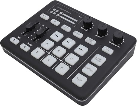 Jectse Gaming Sound Card, 5.0 Typ C Soundmixer mit RGB -Licht, Lautstärkeregelung für Live -Streaming, Podcasting