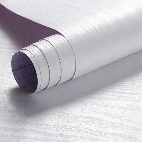 Fiula White Wood Peel and Stick Wallpaper, Self Adhesive Vinyl Wrap 44.5cm x 300cm, Removable Decorative Contact Paper for Kitchen Cabinets, Furniture & Wall Covering