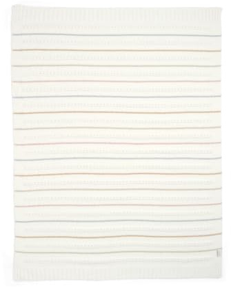 Mamas & Papas Nursery Small Knitted Blanket, Neutral Stripe, 70 x 90 cm