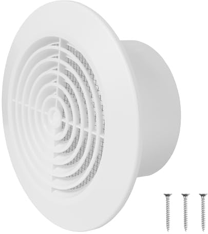 Repa Market 4 Inch / 100 mm White Plastic Round Air Vent Cover with Guard Mesh – Ceiling Vent Cover - HVAC Indoor Outdoor Intake/Exhaust Vent Duct Cover – Air Conditioning Soffit Ventilation Grilles