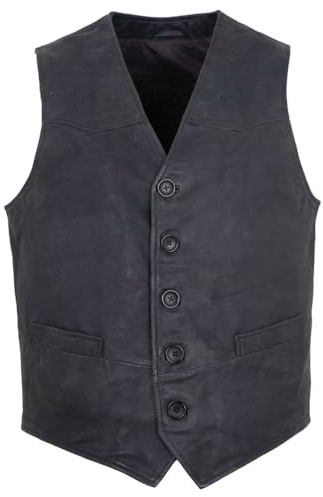 MADDOX - Herren Echtleder Lederweste Lammnubuk navy