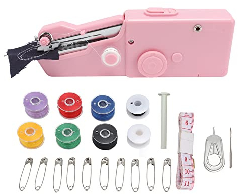Machine à coudre portative lissante, outil de couture électrique Portable pour la maison et les voyages (Rose)