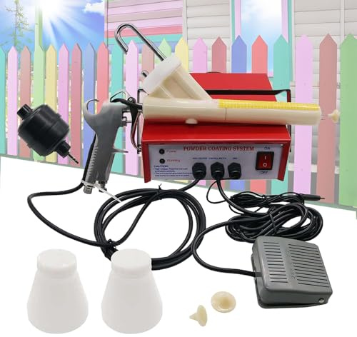WDDEYYDS Powder Coating Kit Gun System, Electrostatic Powder Coating Machine Paint Gun, 2 Stage Powder Coating System Kits with Foot Switch Spraying Gun,For Home DIY and Commercial Production