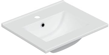 möbelando freiraum Keramik Waschbecken 50x40 cm – Modernes Weißes Badwaschbecken mit Überlauf, Hochwertige Keramik, Unterbaufähig, 50 cm Breite