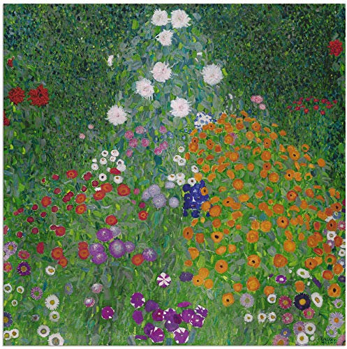 ARTland Wanddeko Wandbild Alu Verbundplatte für Innen & Outdoor Bild Garten Pflanzen Blumen Farbe Frühling Bauerngarten 1905-07 Garten Kunst Antik Jugendstil Gustav Klimt T7VA