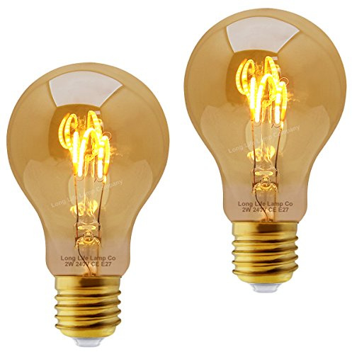 2w Vintage LED Edison Bulb Smoked Glass A60 E27 2-Pack