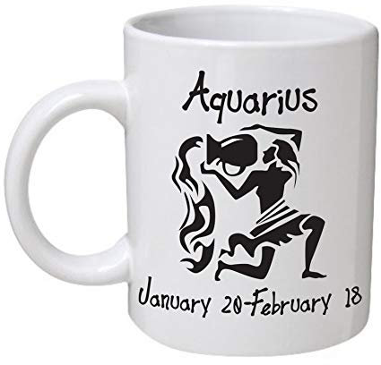 AwanHeart Aquarius Horoscope Black & White Zodiac Mug